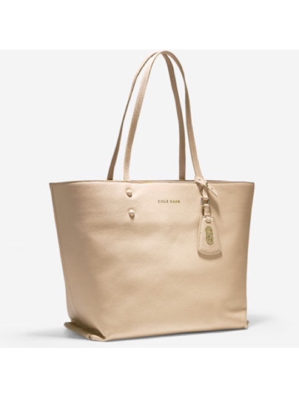 Cole Haan Neutral Beige Leather Shopper Tote